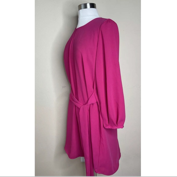 Zara Fuchsia Belted Mini Dress Large - Picture 3 of 7